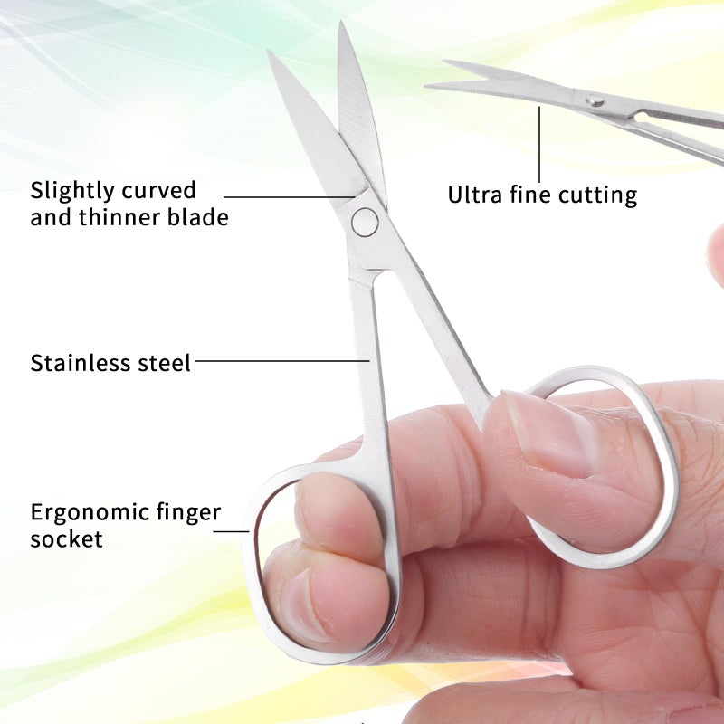 Eldraqth 3 Pcs Cuticle Curved Scissors Portable Eyebrow Scissor Stainless Steel Dog Hair Scissors for Grooming Grooming Hair Scissor for Beard Eyelash, Trim Nail - Image 3